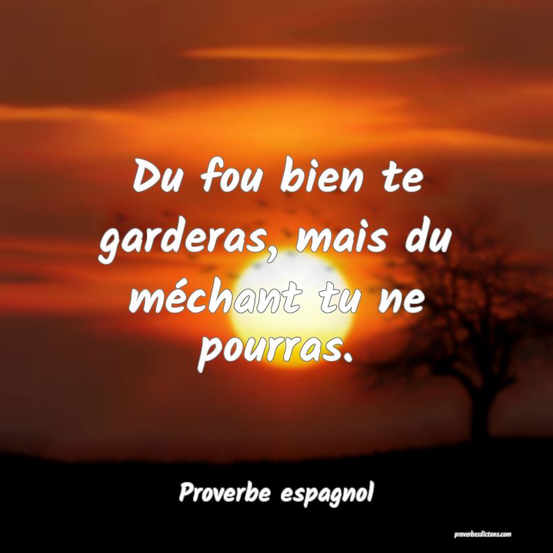 Du fou bien te garderas, mais du méchant tu ne pourras.
