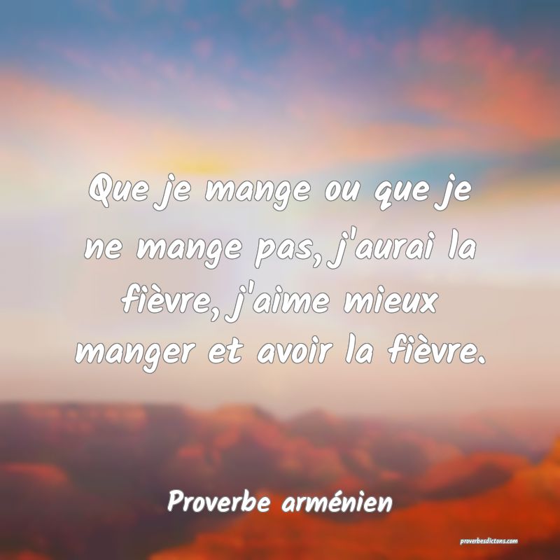 Que je mange ou que je ne mange pas, j'aurai la fièvre, j'aime mieux manger et avoir la fièvre.
