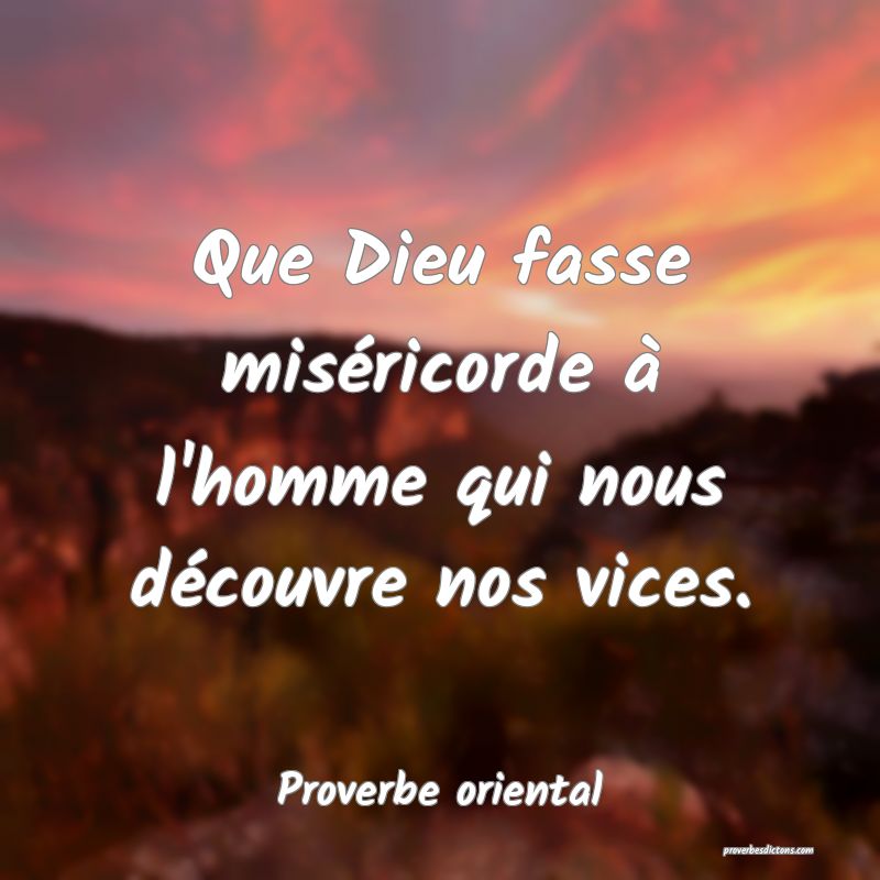 Que Dieu fasse miséricorde à l'homme qui nous découvre nos vices.