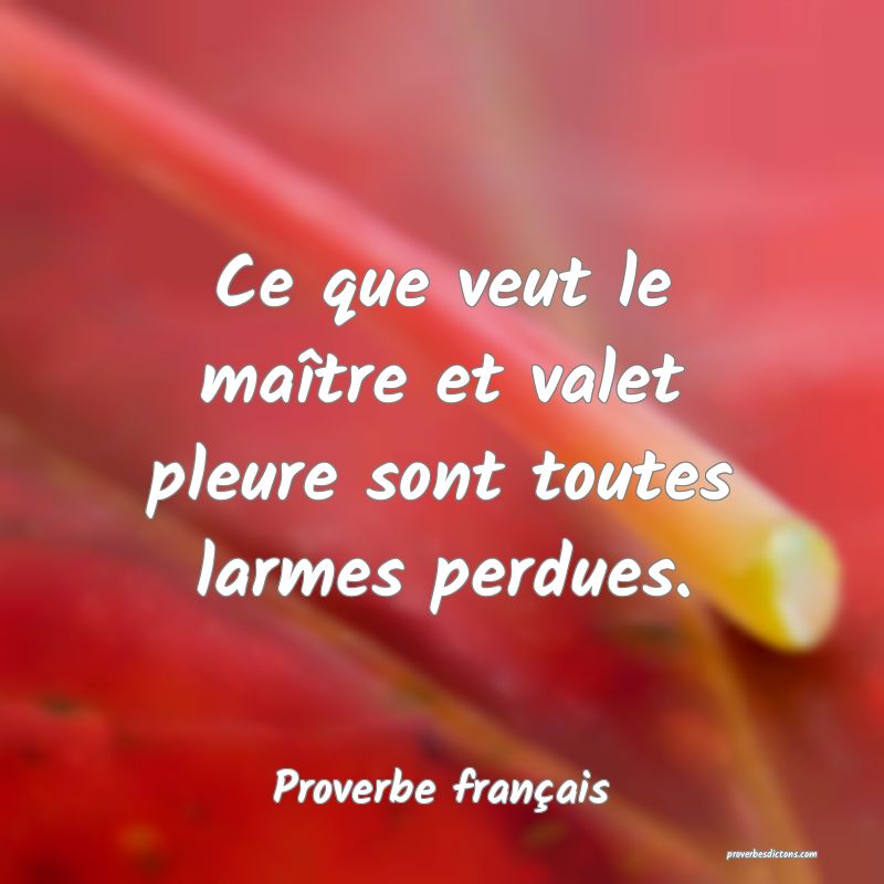 Ce que veut le maître et valet pleure sont toutes larmes perdues.