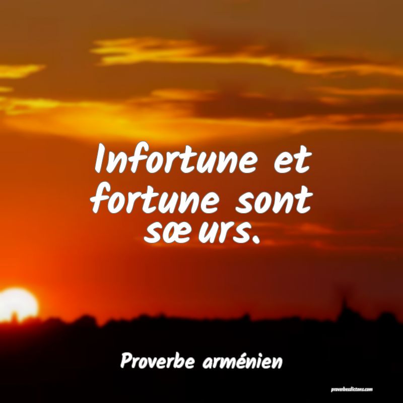 Infortune et fortune sont sœurs.