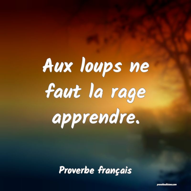Aux loups ne faut la rage apprendre.