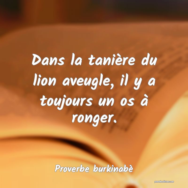 Dans la tanière du lion aveugle, il y a toujours un os à ronger.