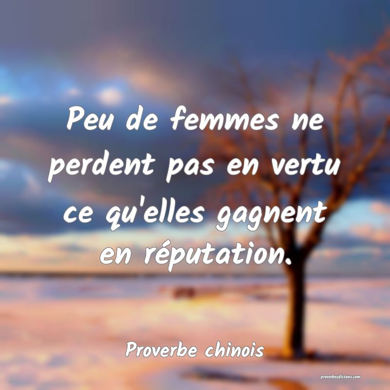 Peu de femmes ne perdent pas en vertu ce qu'elles gagnent en réputation.