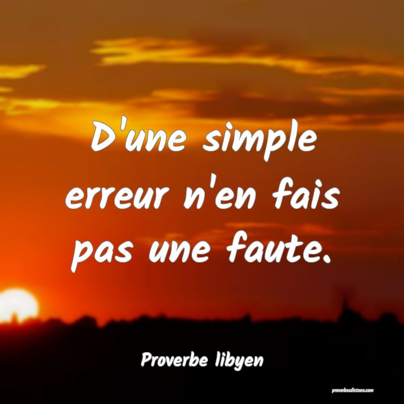 D'une simple erreur n'en fais pas une faute.