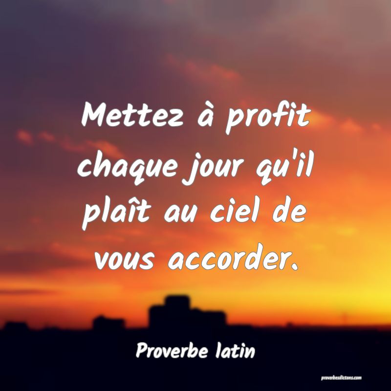 Mettez à profit chaque jour qu'il plaît au ciel de vous accorder.