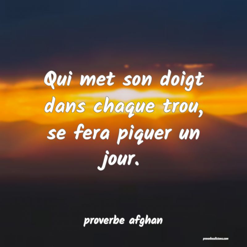 Qui met son doigt dans chaque trou, se fera piquer un jour.