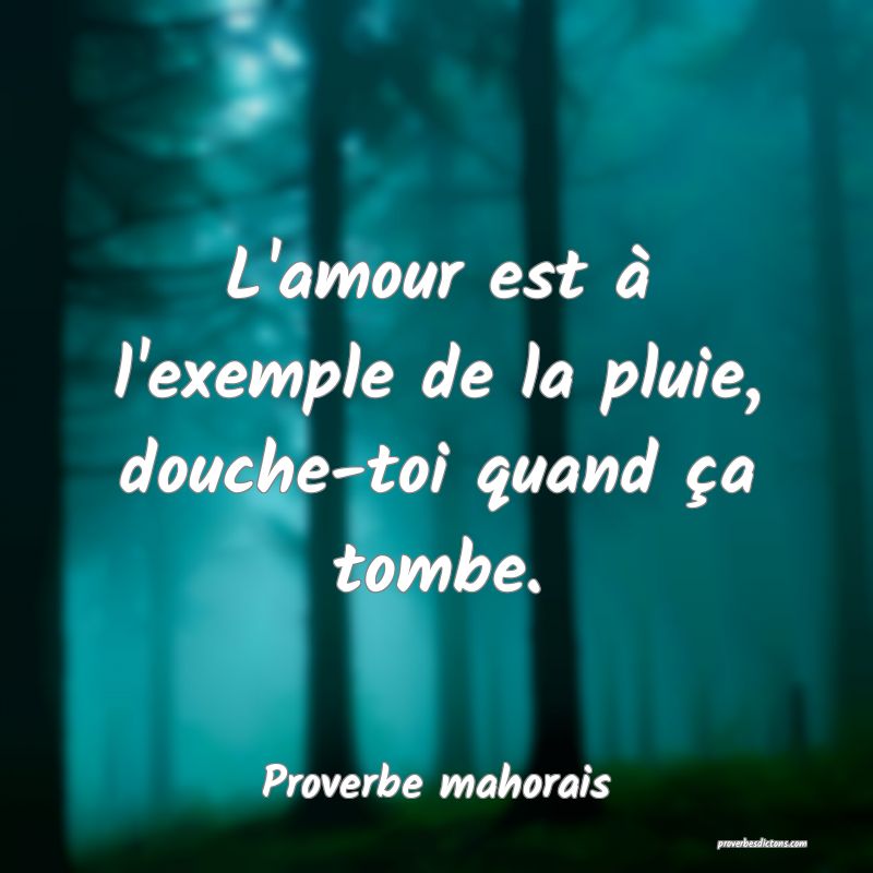 L'amour est à l'exemple de la pluie, douche-toi quand ça tombe.