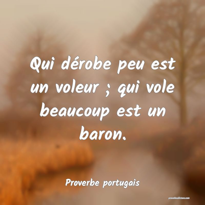 Qui dérobe peu est un voleur ; qui vole beaucoup est un baron.