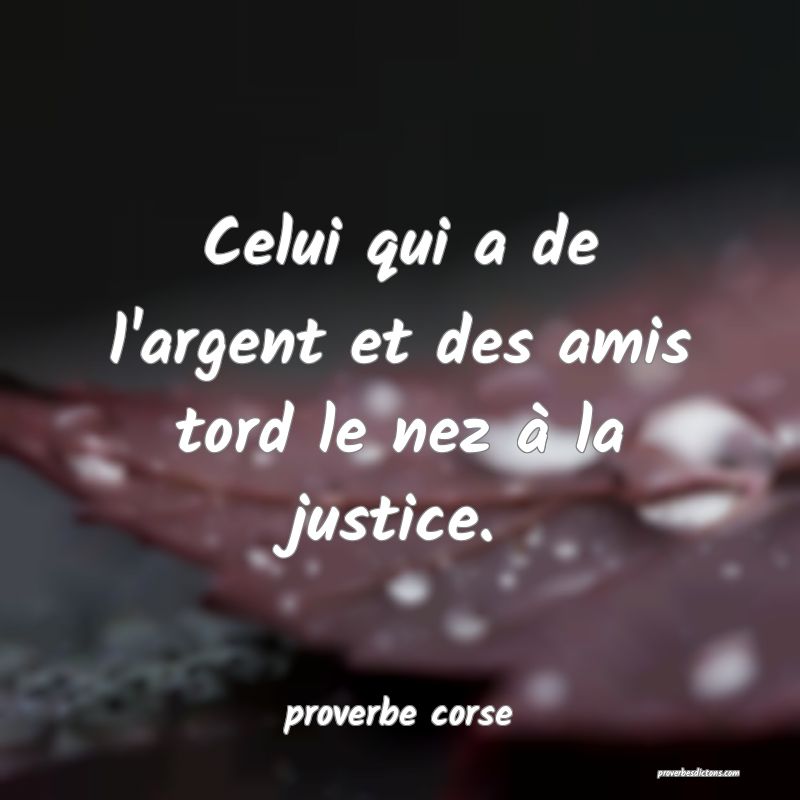  Celui qui a de l'argent et des amis tord le nez à la justice.
