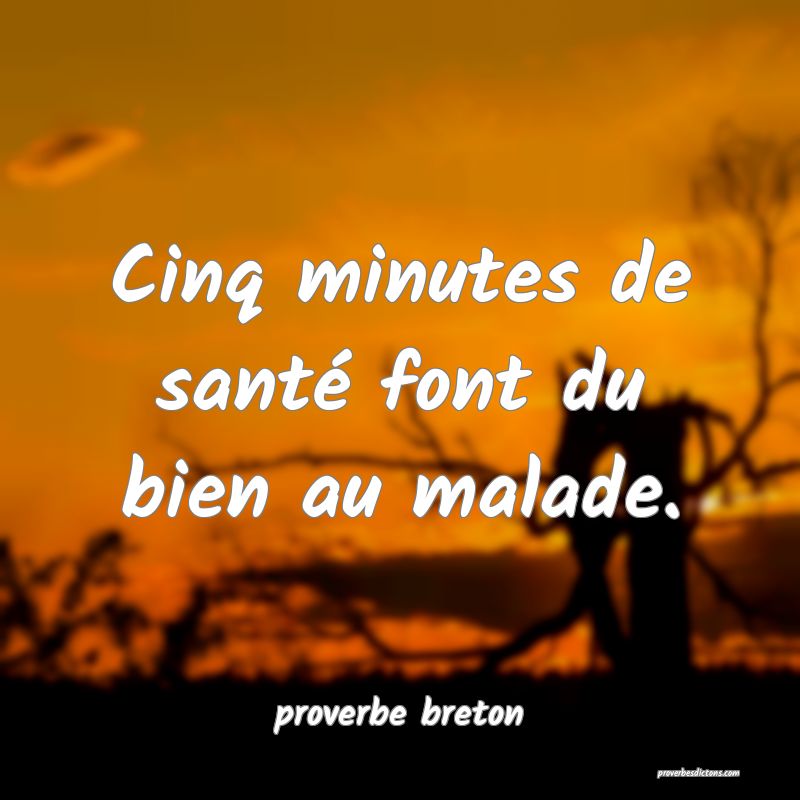 Cinq minutes de santé font du bien au malade.