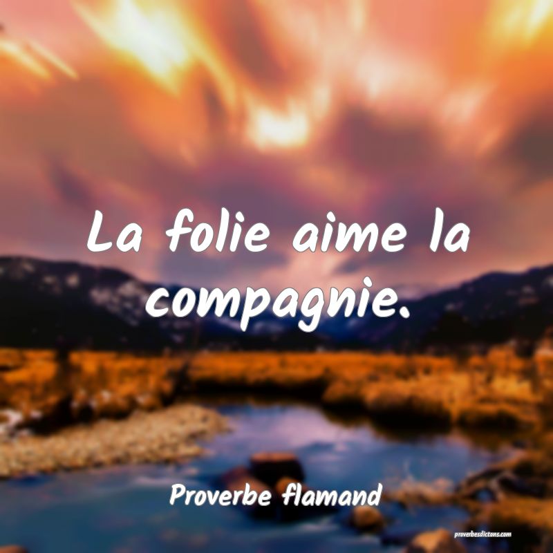 La folie aime la compagnie.