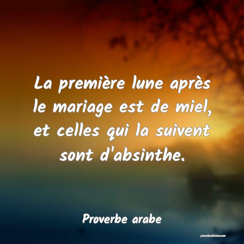 La première lune après le mariage est de miel, et celles qui la suivent sont d'absinthe.