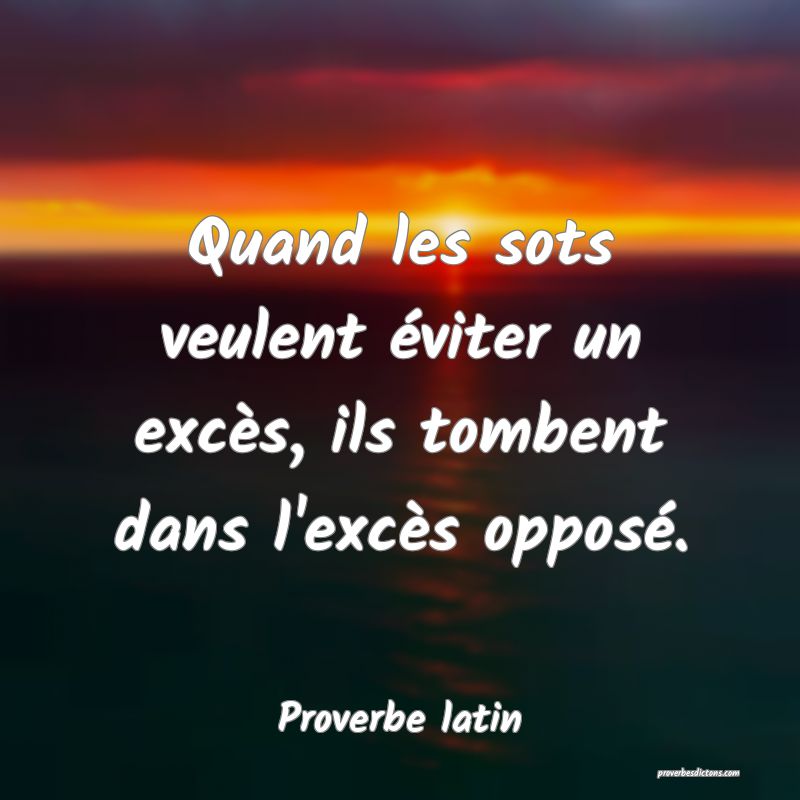 Quand les sots veulent éviter un excès, ils tombent dans l'excès opposé.