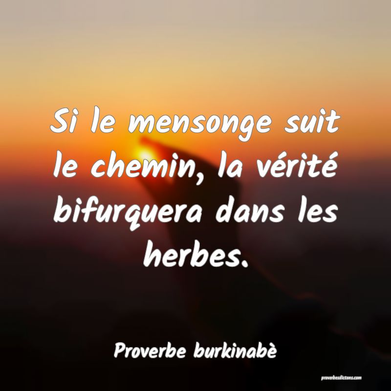 Si le mensonge suit le chemin, la vérité bifurquera dans les herbes.