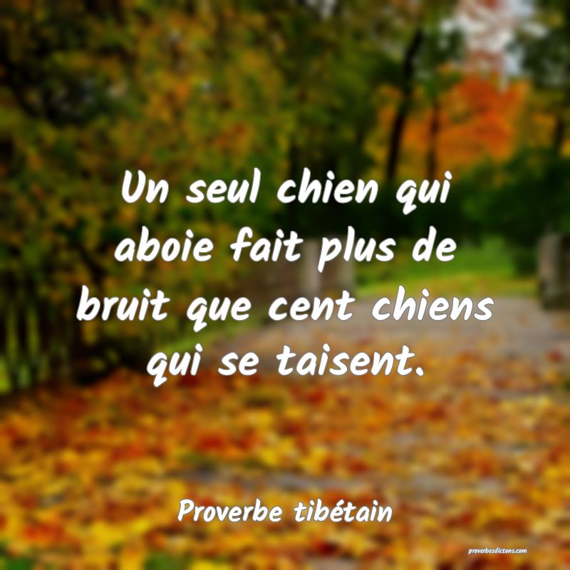 Un seul chien qui aboie fait plus de bruit que cent chiens qui se taisent.