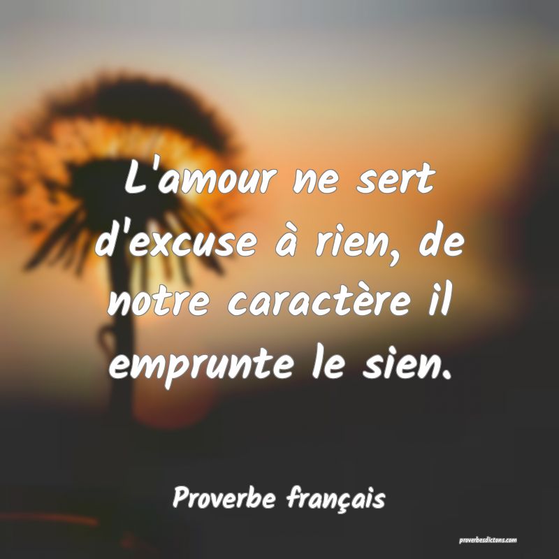 L'amour ne sert d'excuse à rien, de notre caractère il emprunte le sien.