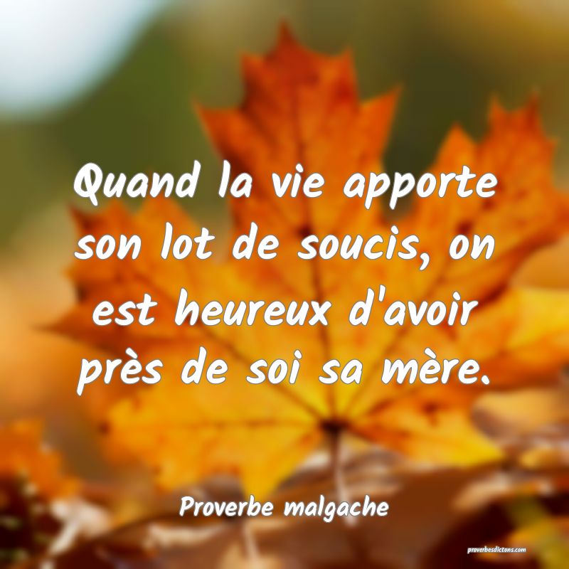 Quand la vie apporte son lot de soucis, on est heureux d'avoir près de soi sa mère.