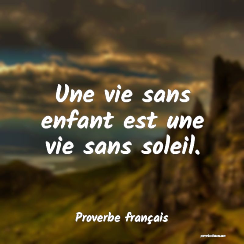 Une vie sans enfant est une vie sans soleil.