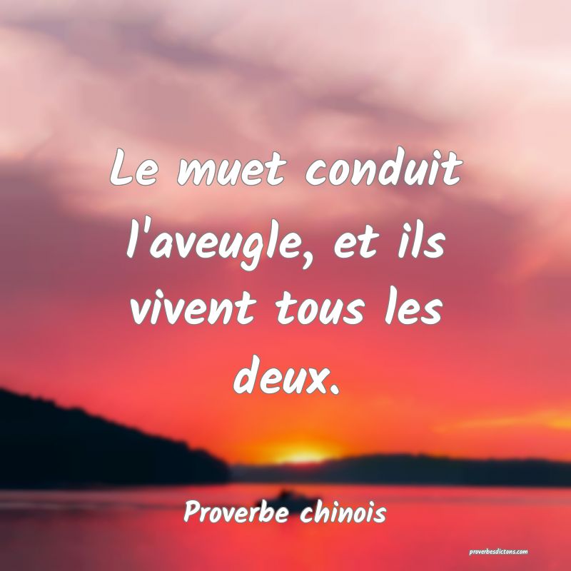 Le muet conduit l'aveugle, et ils vivent tous les deux.