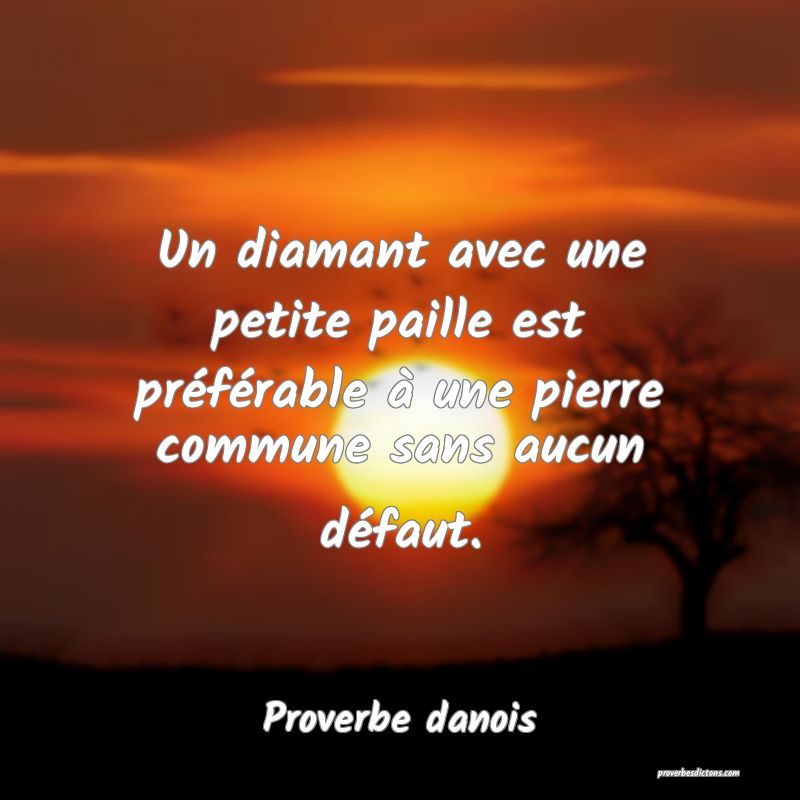 Un diamant avec une petite paille est préférable à une pierre commune sans aucun défaut.
