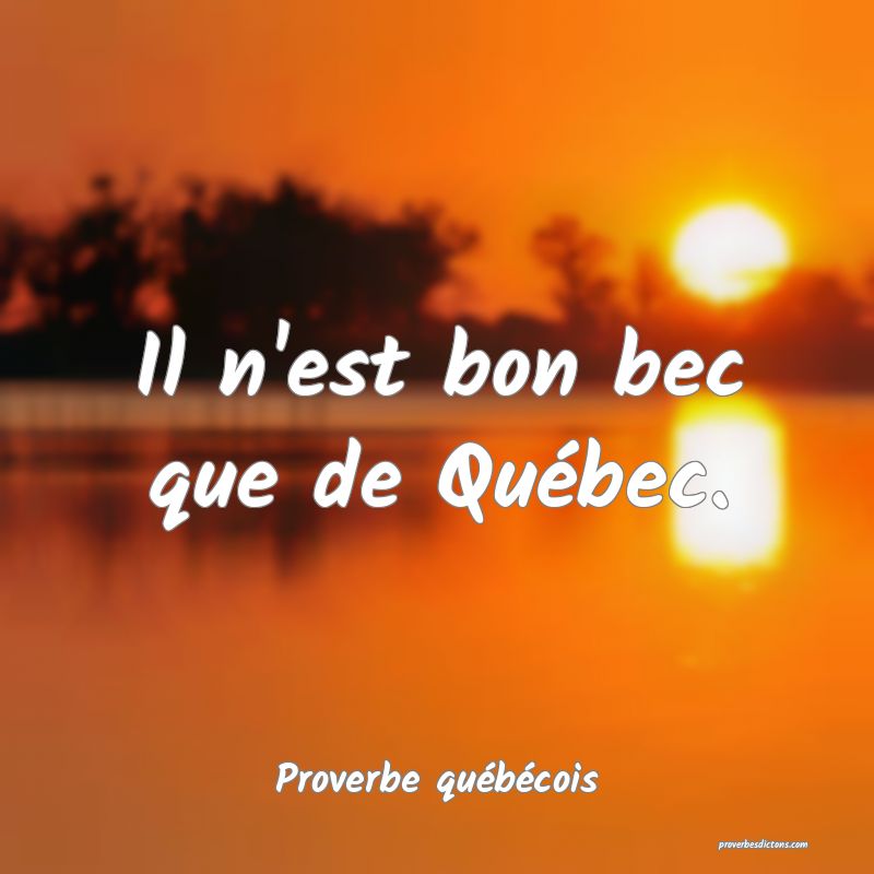 Il n'est bon bec que de Québec.