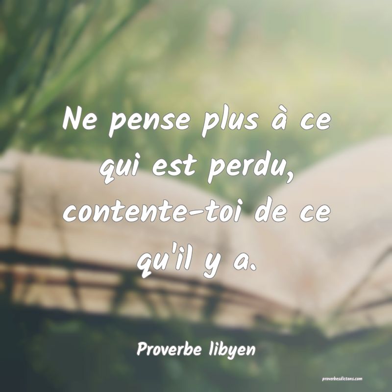 Ne pense plus à ce qui est perdu, contente-toi de ce qu'il y a.