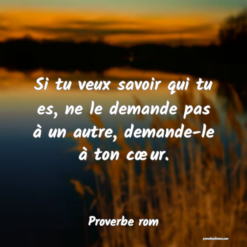 Si tu veux savoir qui tu es, ne le demande pas à un autre, demande-le à ton cœur.