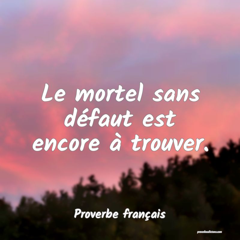 Le mortel sans défaut est encore à trouver.