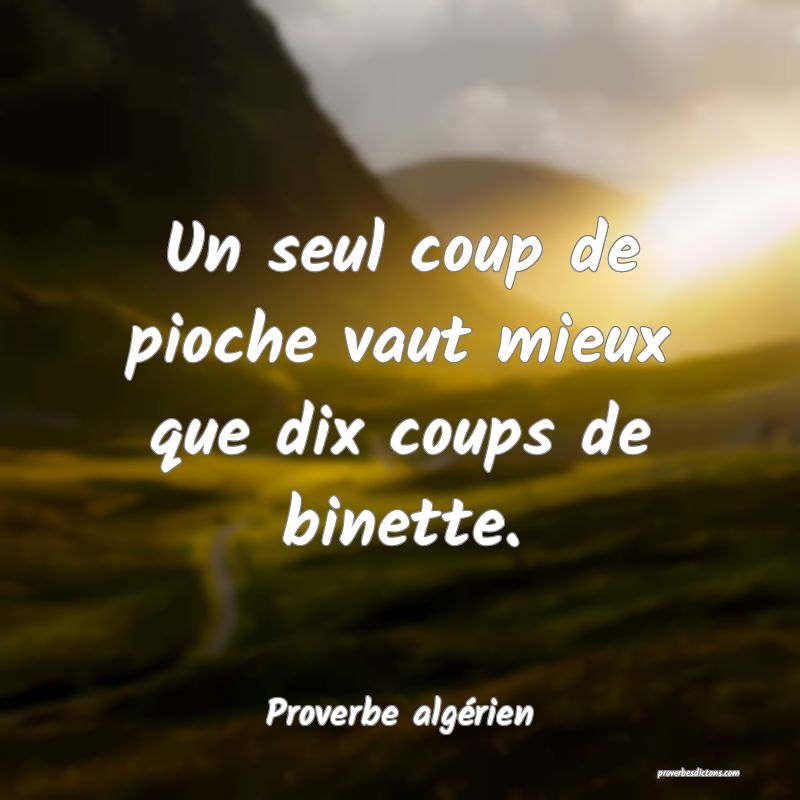 Un seul coup de pioche vaut mieux que dix coups de binette.