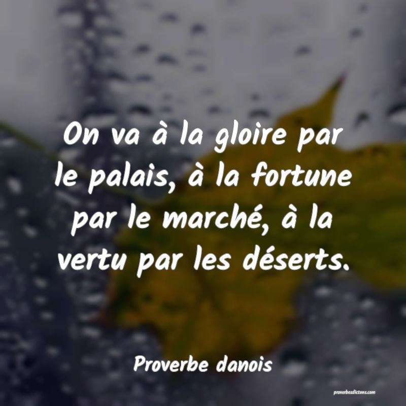 On va à la gloire par le palais, à la fortune par le marché, à la vertu par les déserts.