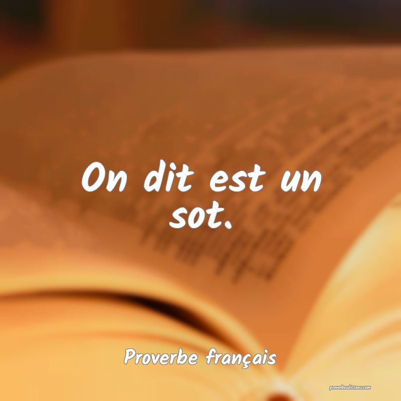 On dit est un sot.