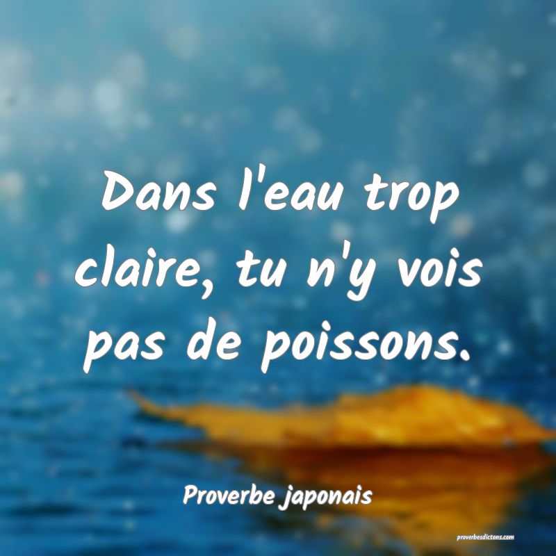 Dans l'eau trop claire, tu n'y vois pas de poissons.