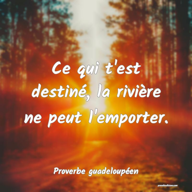 Ce qui t'est destiné, la rivière ne peut l'emporter.