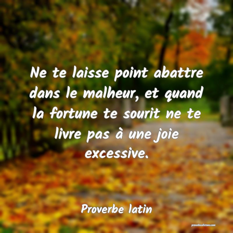 Ne te laisse point abattre dans le malheur, et quand la fortune te sourit ne te livre pas à une joie excessive.