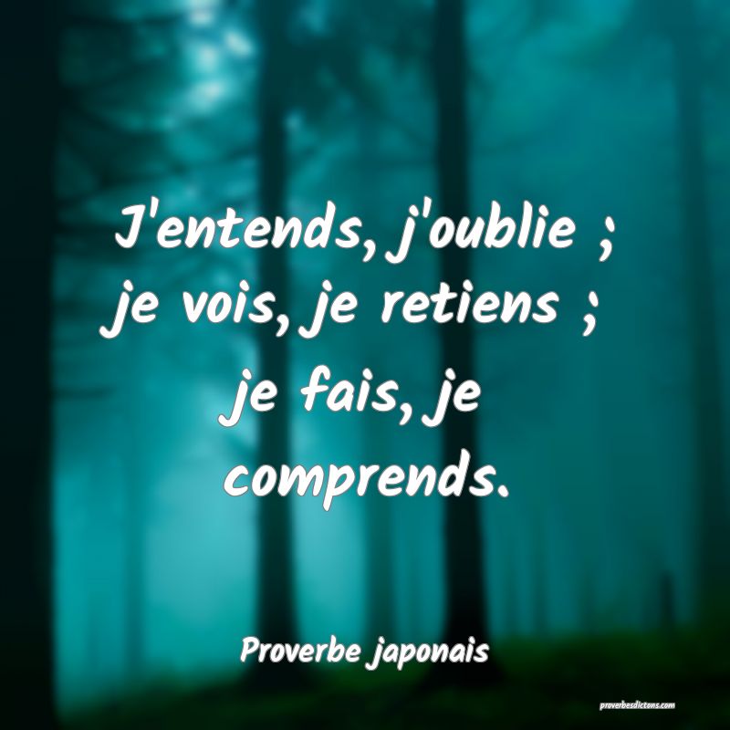 J'entends, j'oublie ; je vois, je retiens ; je fais, je comprends.