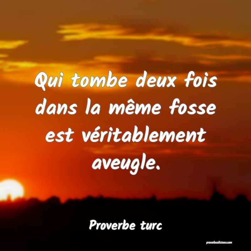 Qui tombe deux fois dans la même fosse est véritablement aveugle.