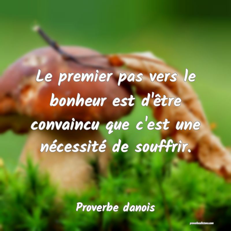 Le premier pas vers le bonheur est d'être convaincu que c'est une nécessité de souffrir.
