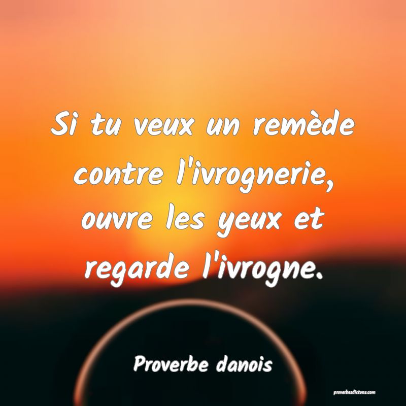 Si tu veux un remède contre l'ivrognerie, ouvre les yeux et regarde l'ivrogne.
