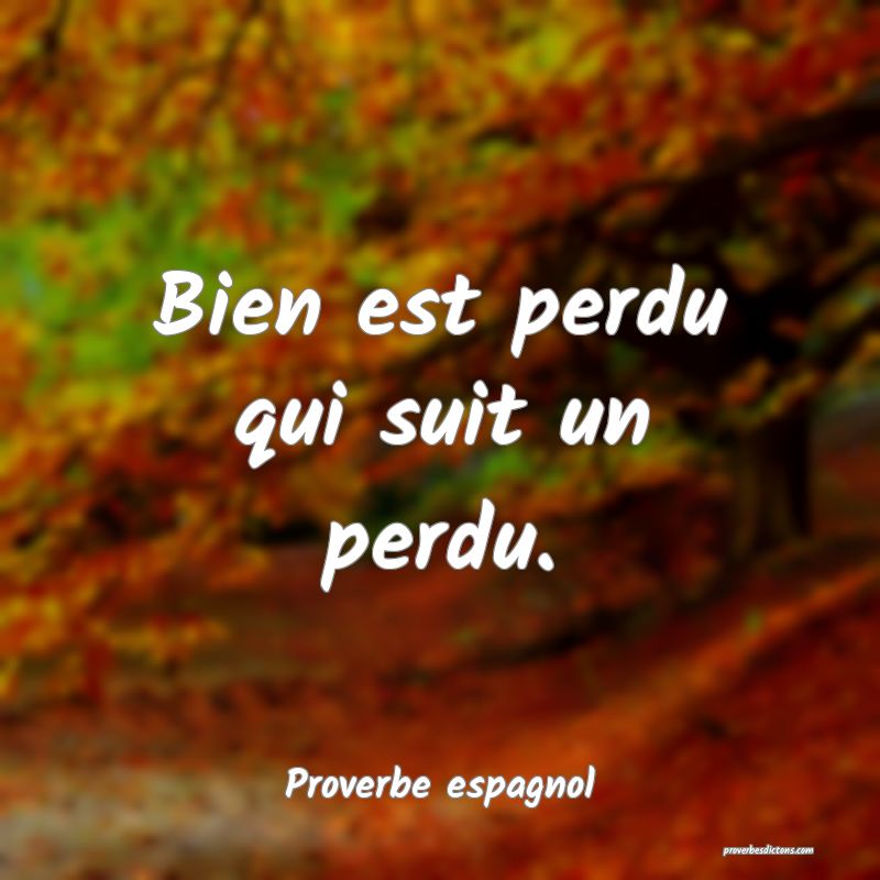 Bien est perdu qui suit un perdu.