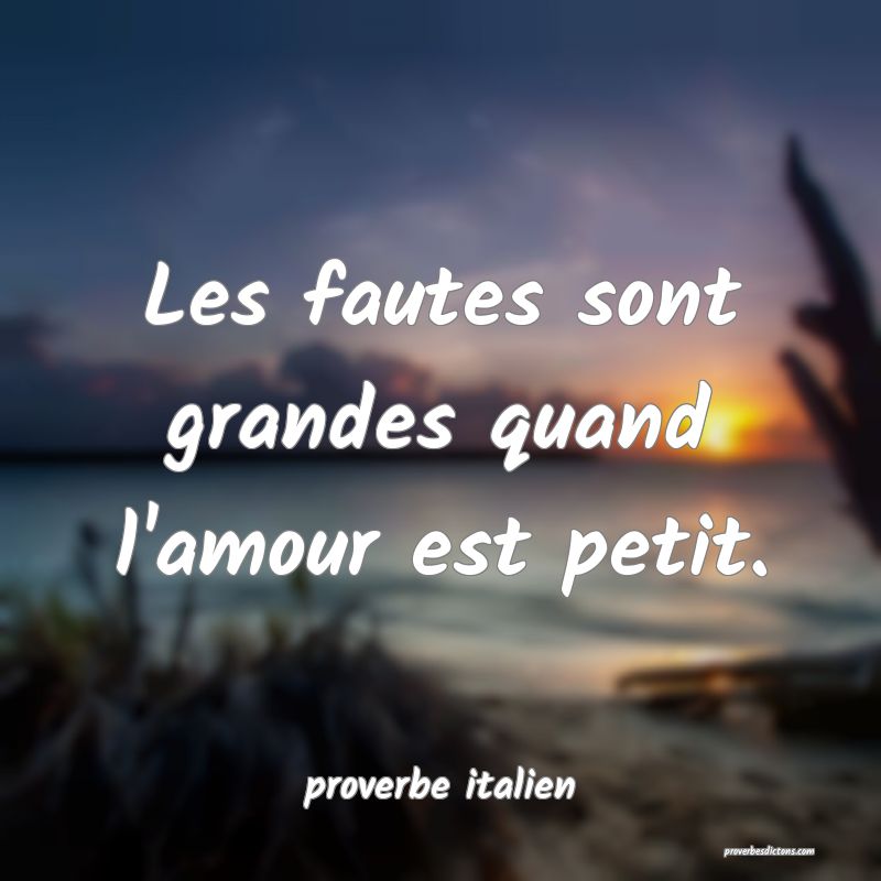  Les fautes sont grandes quand l'amour est petit.