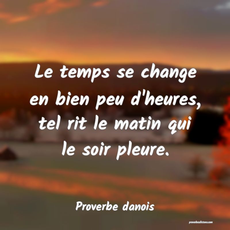 Le temps se change en bien peu d'heures, tel rit le matin qui le soir pleure.