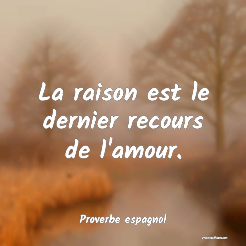 La raison est le dernier recours de l'amour.