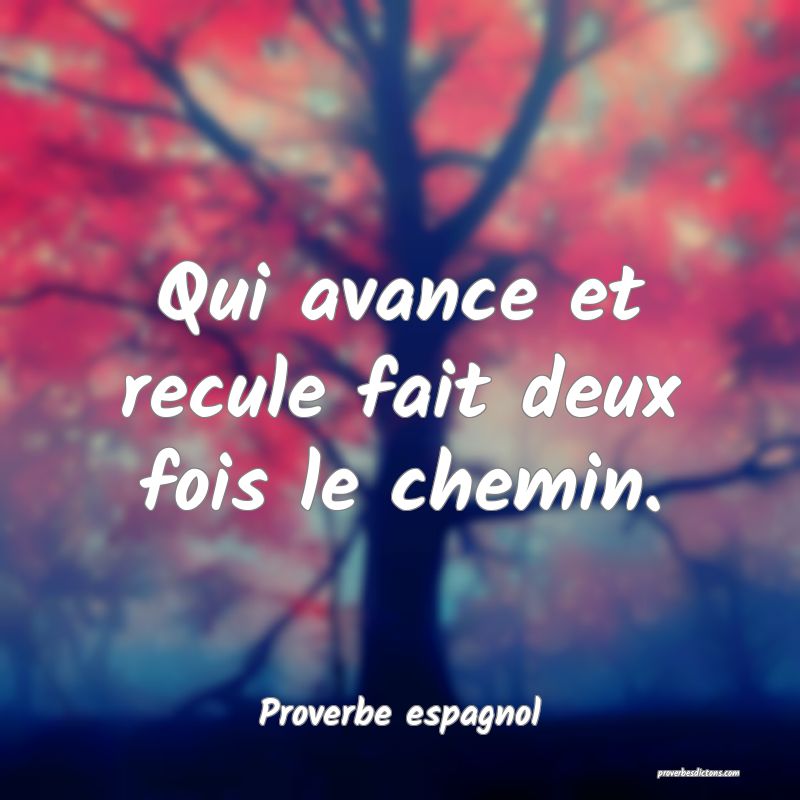 Qui avance et recule fait deux fois le chemin.