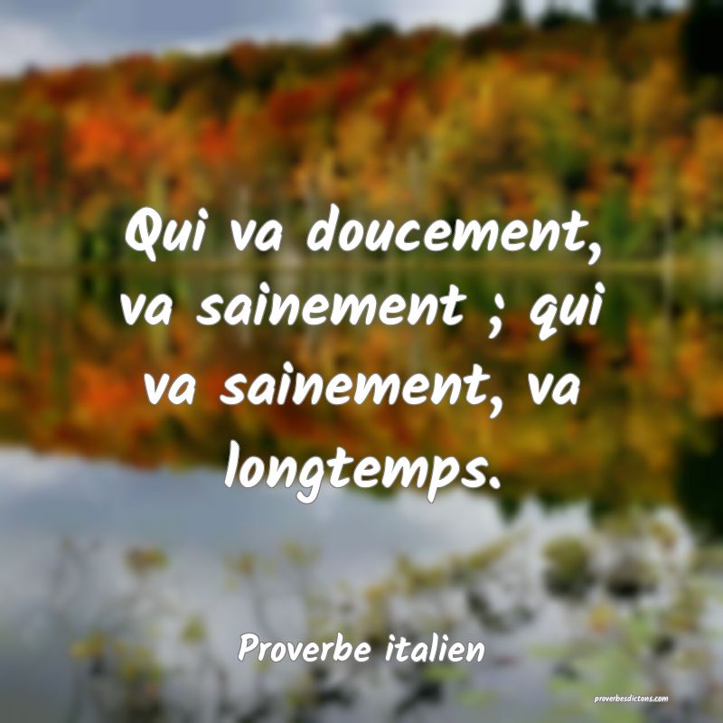 Qui va doucement, va sainement ; qui va sainement, va longtemps.