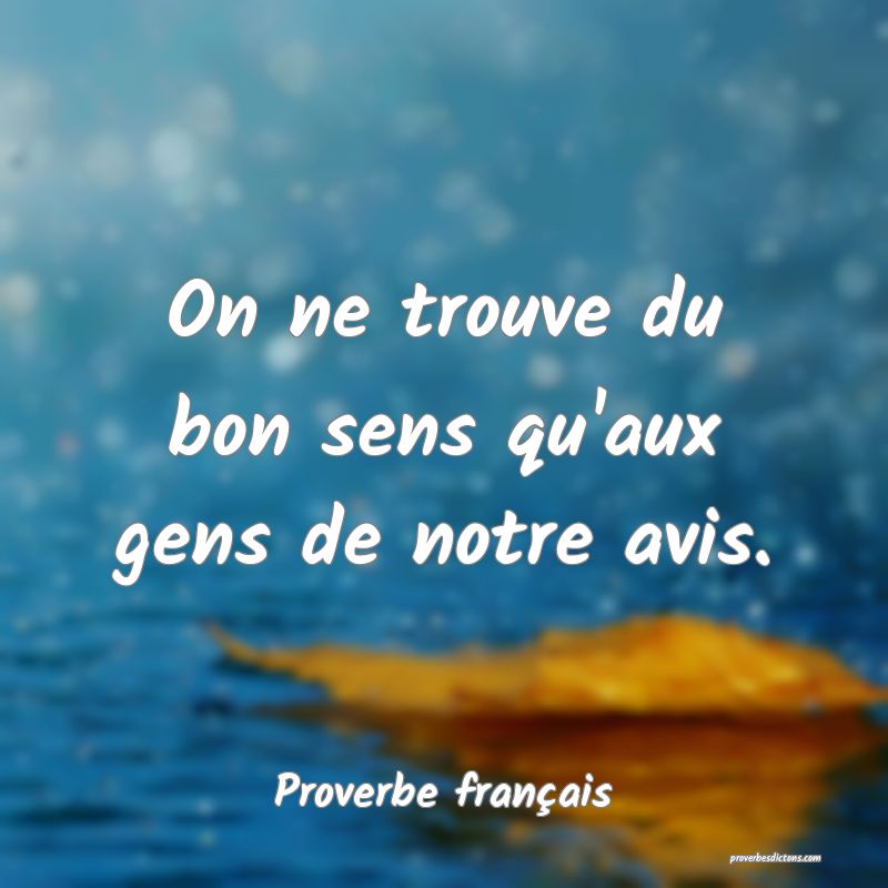 On ne trouve du bon sens qu'aux gens de notre avis.