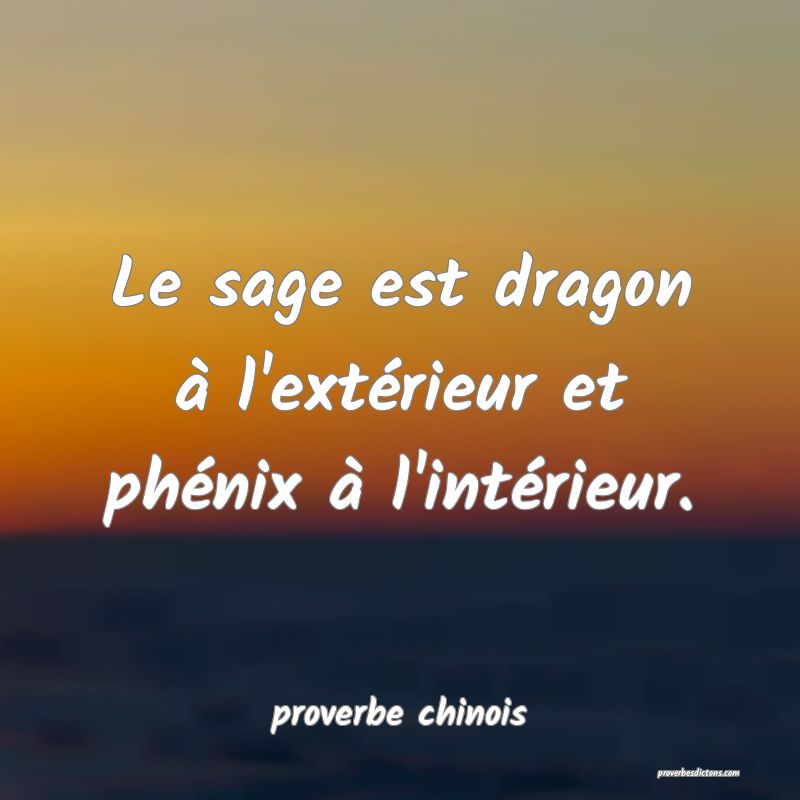  Le sage est dragon à l'extérieur et phénix à l'intérieur.
