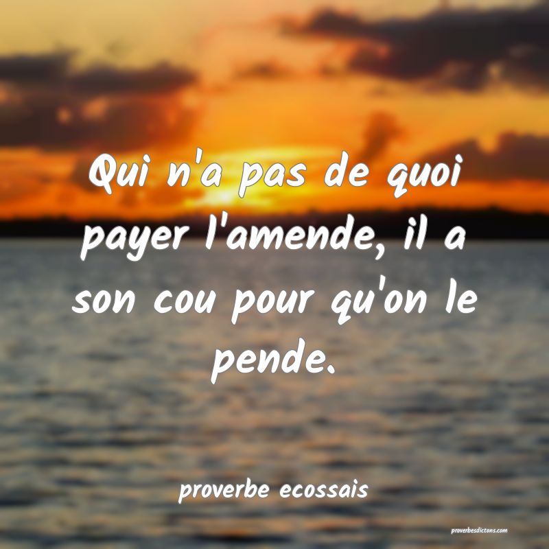 Qui n'a pas de quoi payer l'amende, il a son cou pour qu'on le pende.