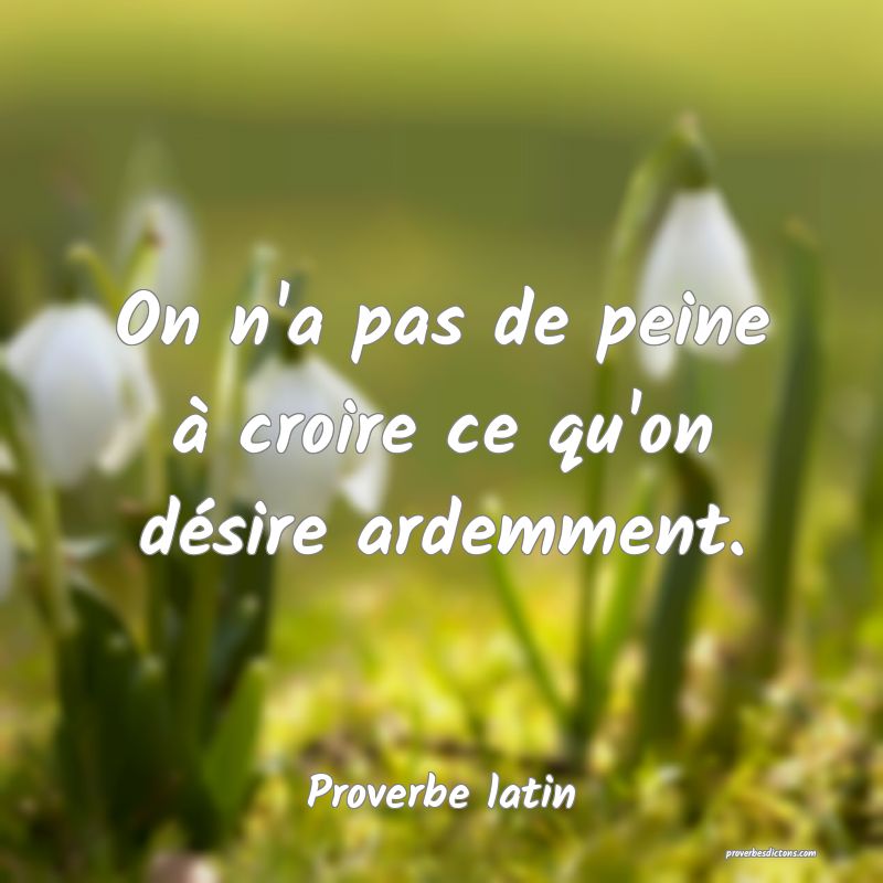 On n'a pas de peine à croire ce qu'on désire ardemment.