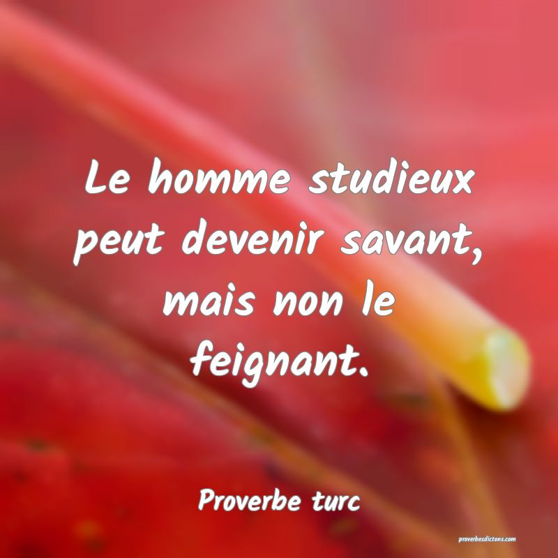 Le homme studieux peut devenir savant, mais non le feignant.